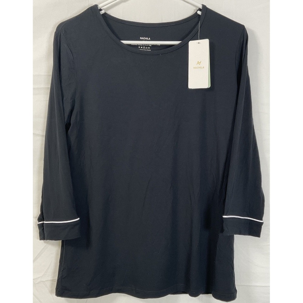 NWT Women's Nachila Bamboo Super Soft Pajama Lounge Top Shirt -‎ Black - Small